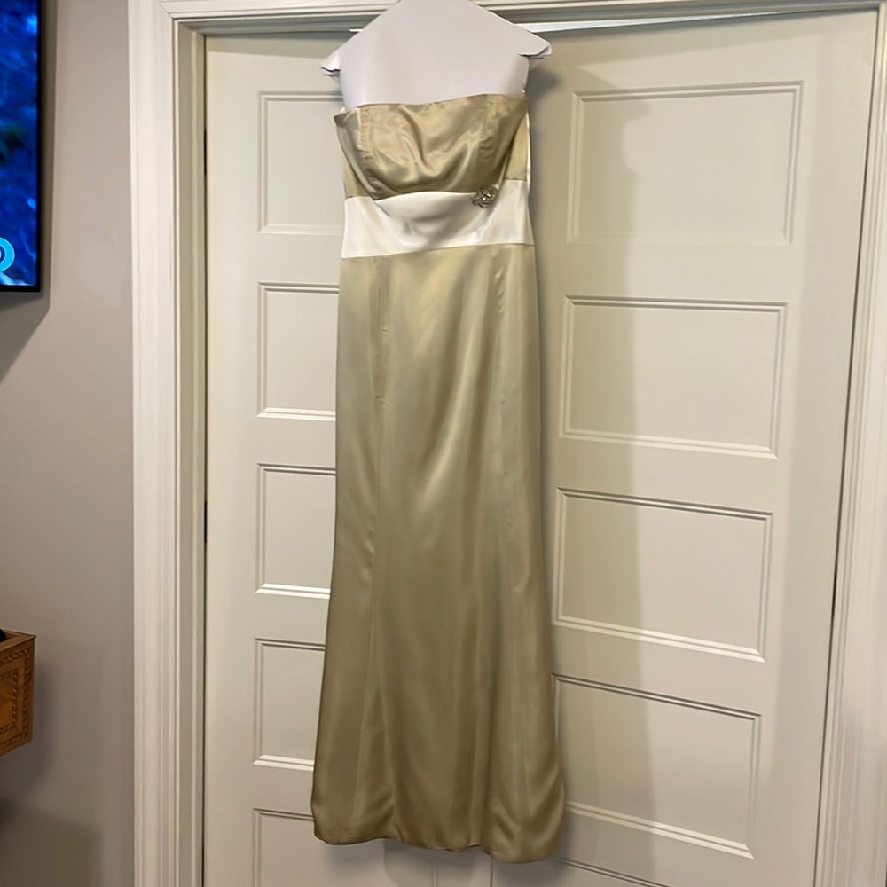 Champagne and cream colored evening gown/bridesmaid dress